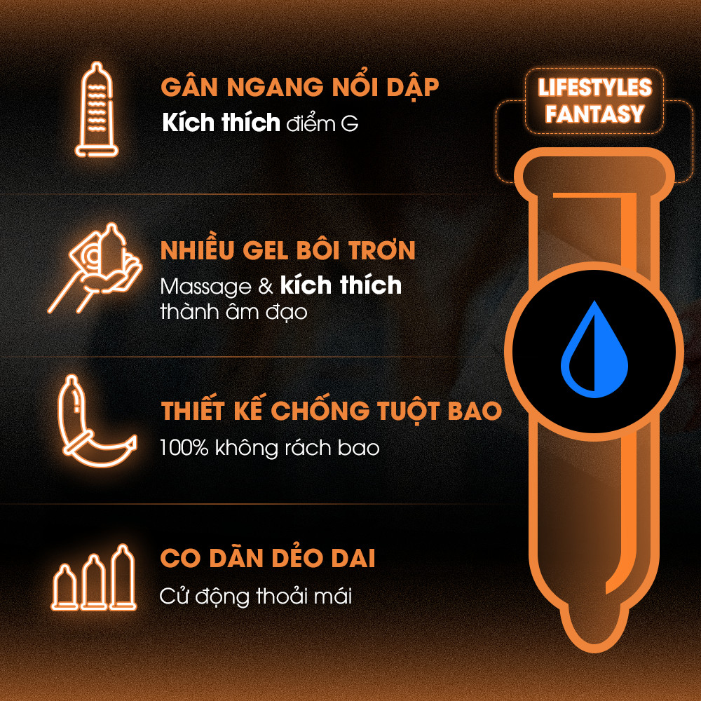 Combo Bao Cao Su LifeStyles Fantasy Có Gân Ngang Cao Cấp 12 bao + Gel Bôi Trơn Tinh Chất Lô Hội LifeStyles Aloe 50ml