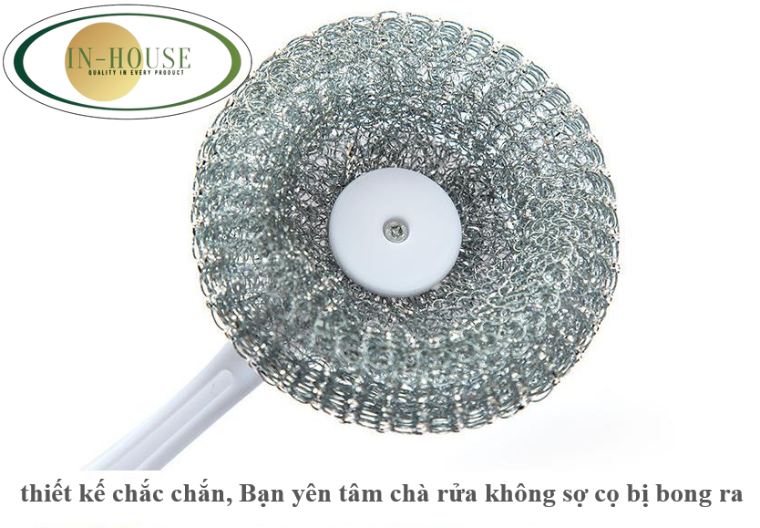 Miếng cọ xoong búi sắt có tay cầm dài 27cm