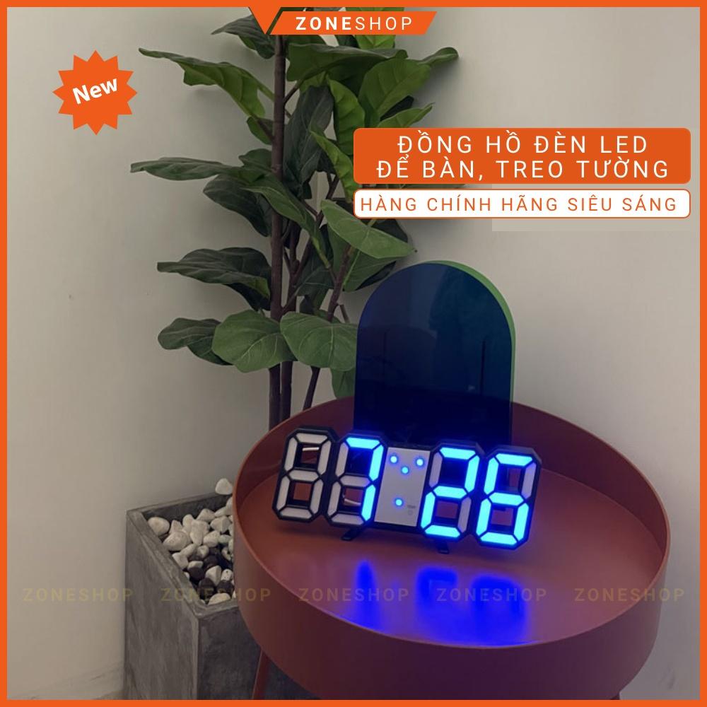 Đồng Hồ LED 3D Để Bàn, Treo Tường Thông Minh ZONEHOUSE Smart Clock Với Chức Năng Báo Thức, Nhiệt Độ, Cảm Biến