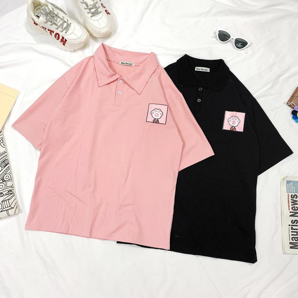 Polo Áo Thun Có Cổ Unisex Form Rộng QUE KEM CHÂN MÈO