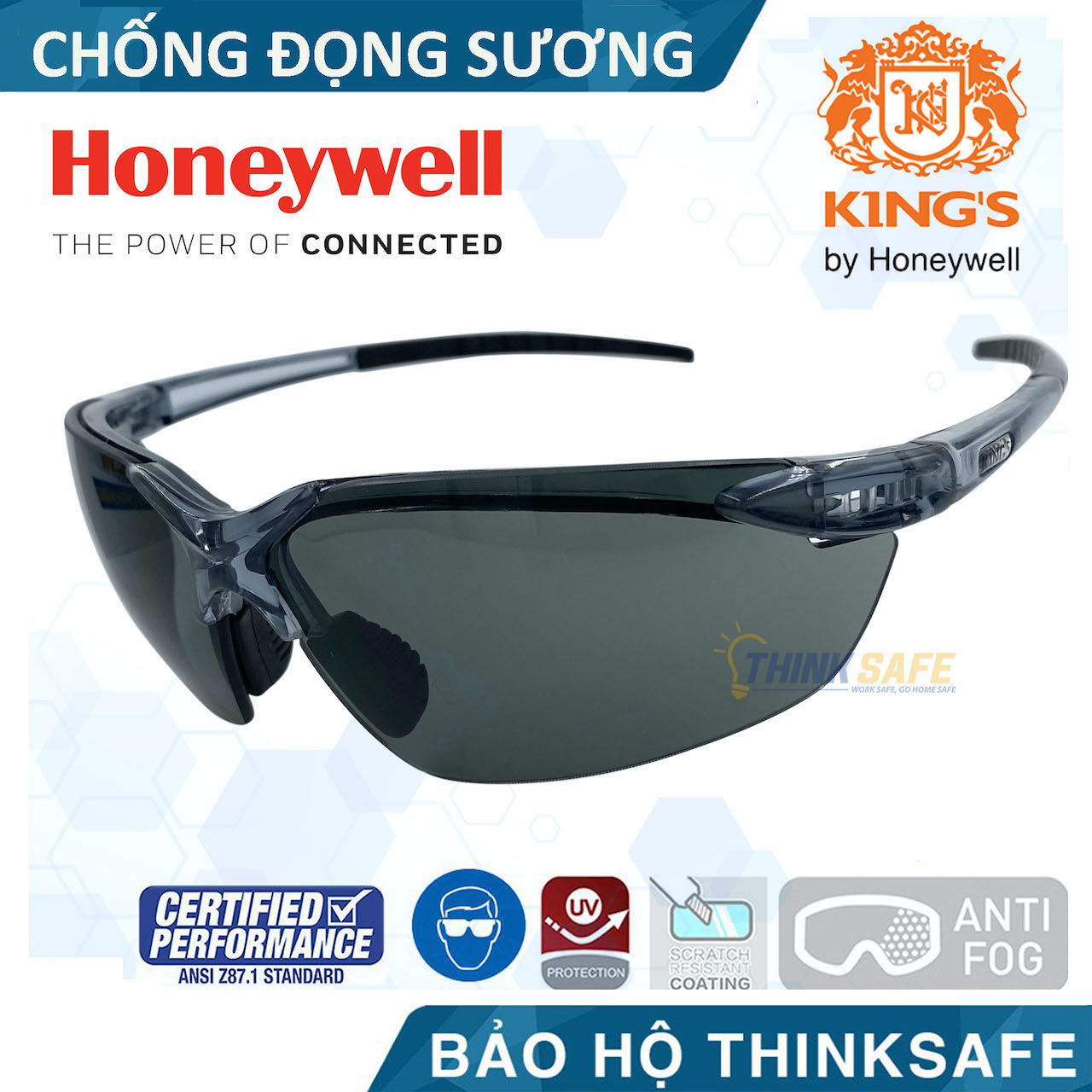 Kính bảo hộ King's KY712 kính chống bụi siêu nhẹ, chống trầy xước, mắt kính chống tia cực tím UV (đen)