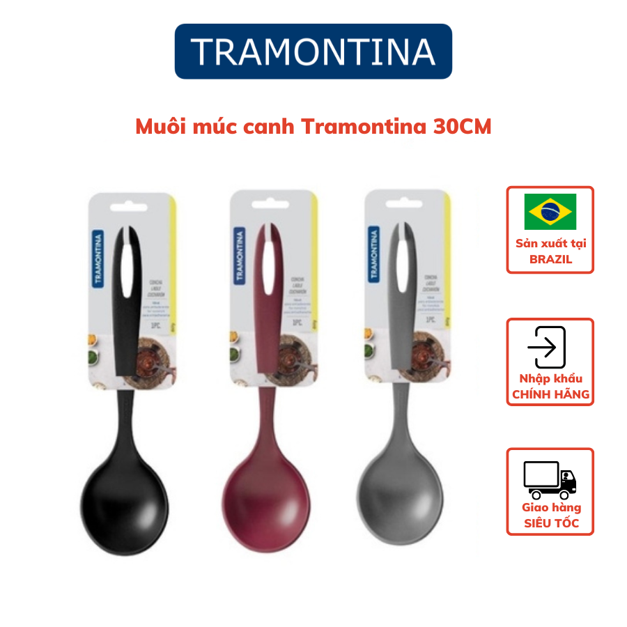 Muôi Múc Canh Lớn Tramontina 30cm Bằng Nhựa PA An Toàn Cho Sức Khỏe Chịu Nhiệt 180 Độ C Nhập Khẩu Brazil