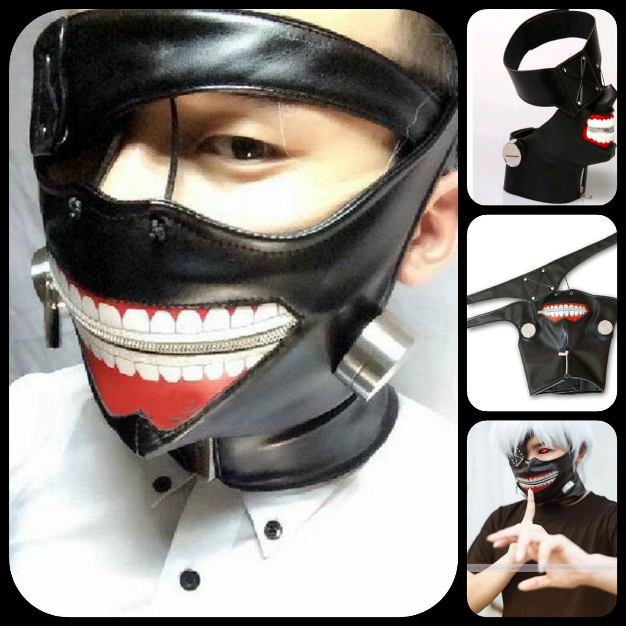 Mặt nạ kaneki ken tokyo ghoul, da PU cao cấp