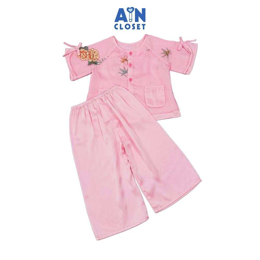 Bộ quần áo Bà Ba Dài tay ngắn bé gái họa tiết Trúc Tơ Hồng - AICDBGWPR9YK - AIN Closet