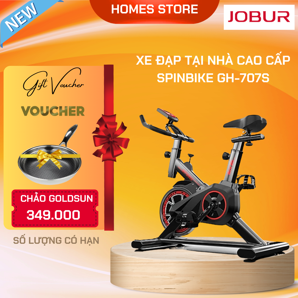 Xe Đạp Tập Thể Dục Tại Nhà JOBUR SPINBIKE GH-707S Hiển Thị Đầy Đủ Chỉ Số - Hàng Chính Hãng
