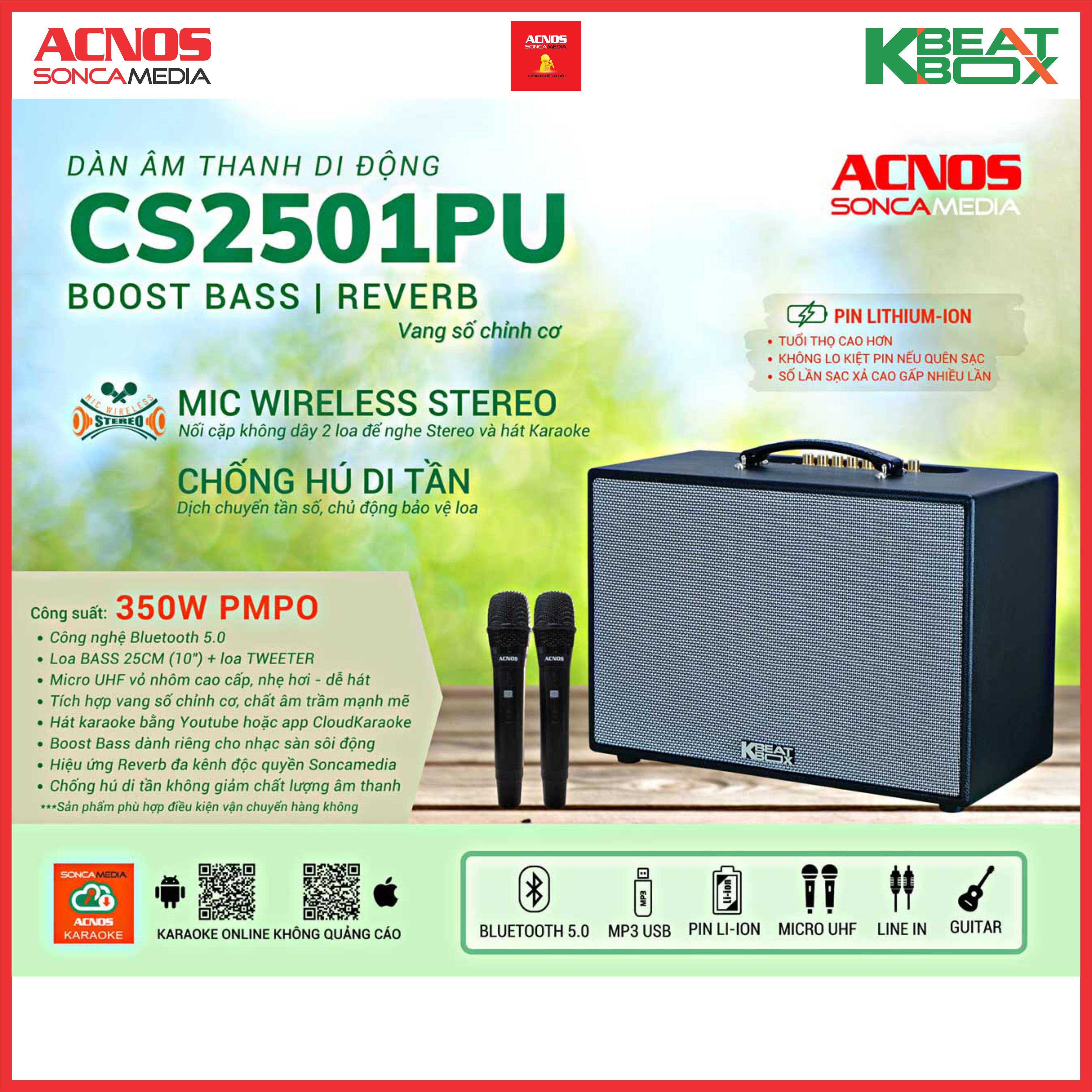 Dàn âm thanh di động xách tay ACNOS CS2501PU