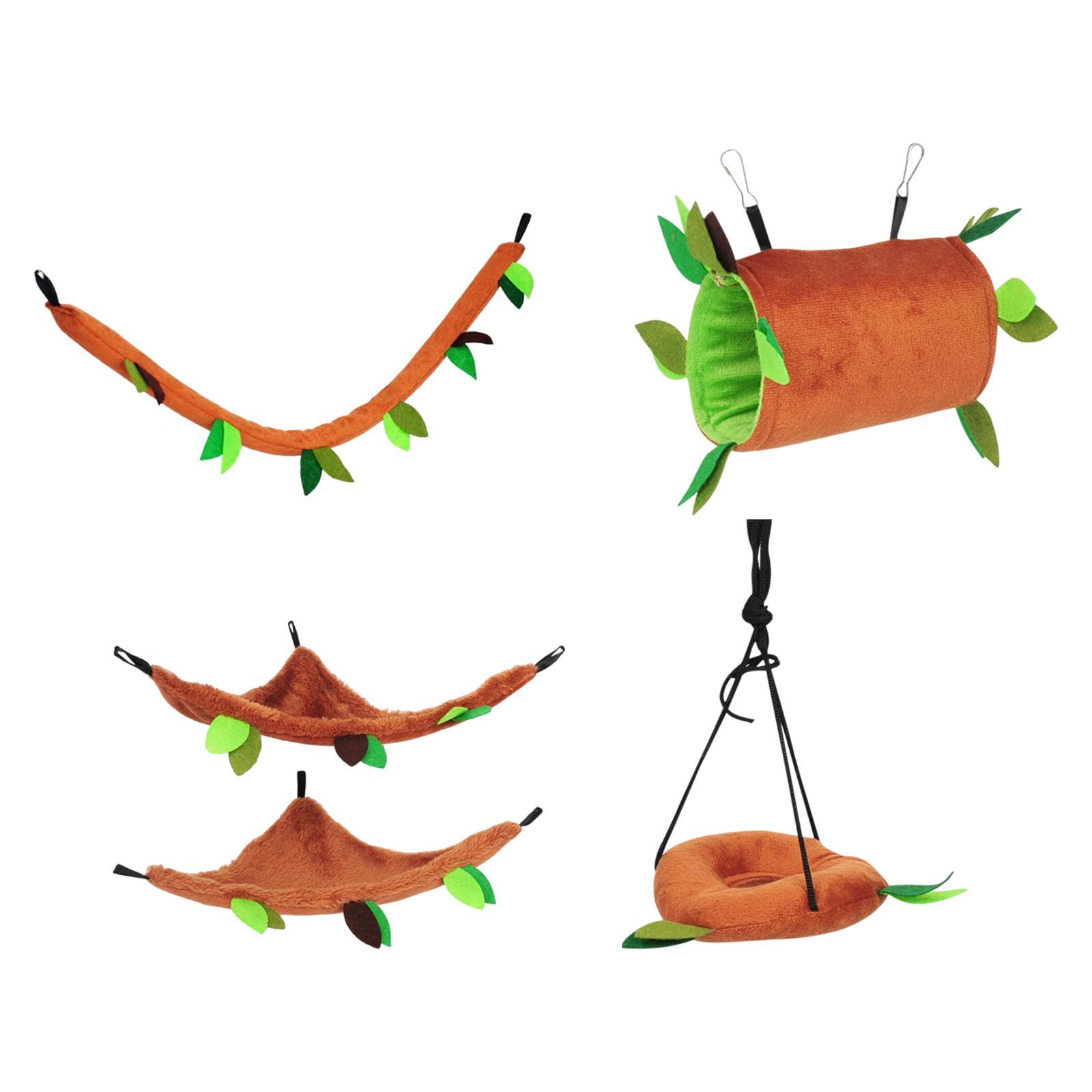 Plush Hamster Hammock Leaf Hanging Tunnel Cage for Ferret Squirrel Parrot
