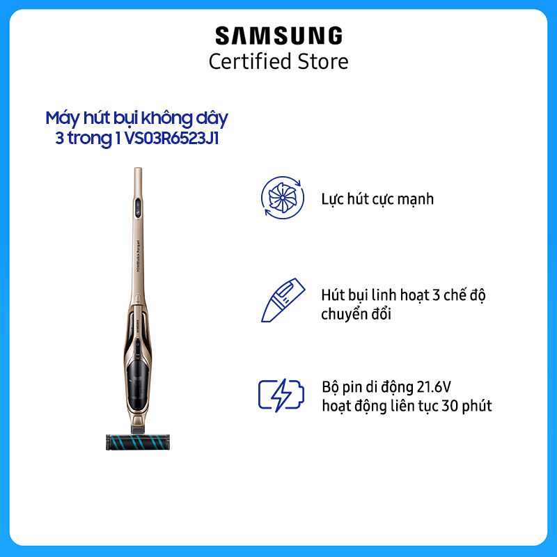 Máy hút bụi không dây 3 trong 1 Samsung VS03R6523J1 - Hàng chính hãng