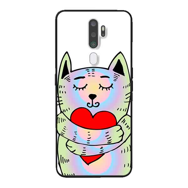 Ốp Lưng in cho Oppo A9 2020 Mẫu Mèo Tim - Hàng Chính Hãng