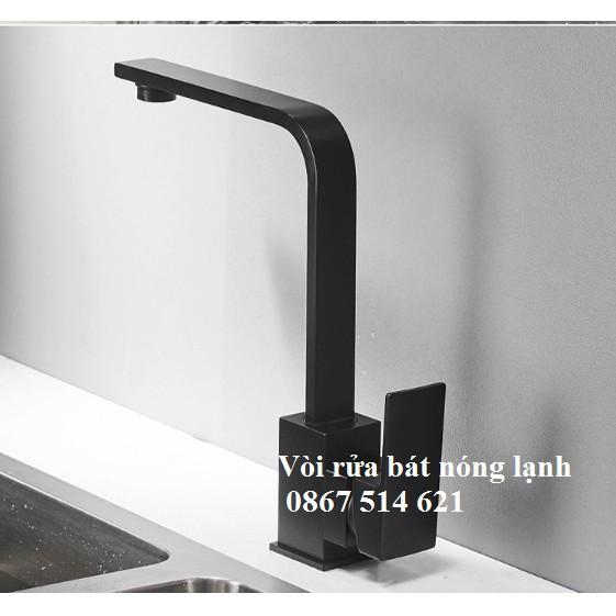 Vòi rửa bát - chén nóng lạnh inox 304 màu đen cao cấp - KMISU thiết bị vệ sinh