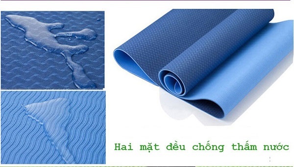 Thảm tập yoga TPE 6mm 2 lớp cao cấp (Xanh dương) + Túi và dây buộc