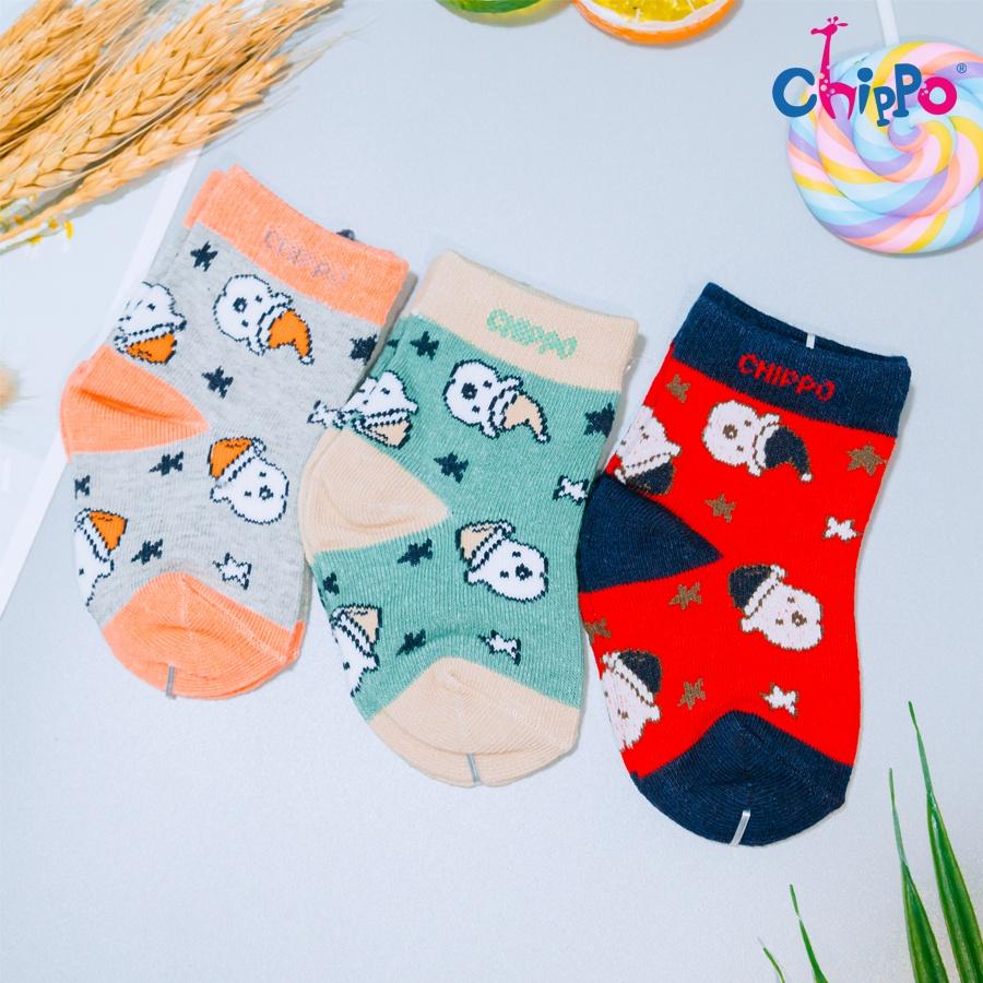 Set 3 Đôi Tất CHIPPO cho bé chất liệu cotton mềm thoáng kháng khuẩn cho bé từ 1-3 Tuổi