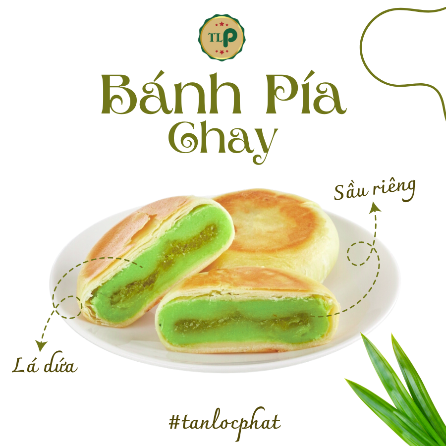 Bánh Pía Chay TLP | Vị Lá Dứa Sầu Riêng | Túi 250g 4 Bánh | Đặc Sản Sóc Trăng
