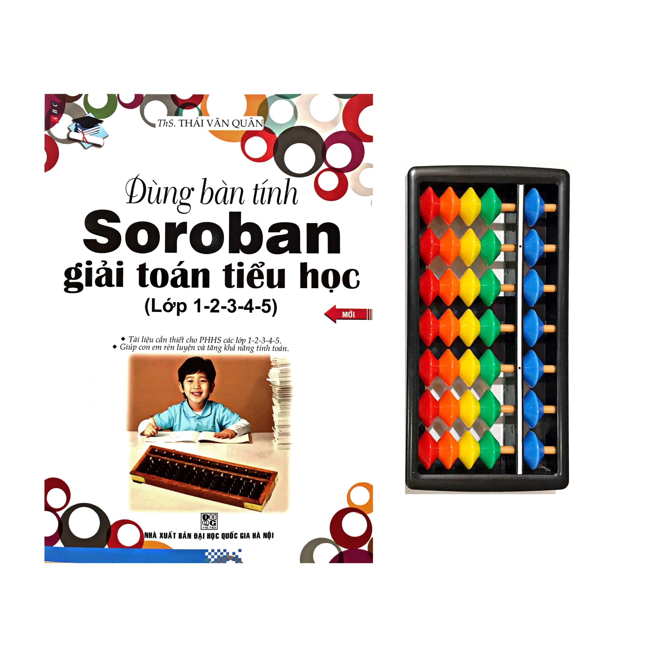 Dùng bàn tính Soroban giải toán tiểu học ( lớp 1-2-3-4-5) kèm bàn tính Soroban size nhỏ (10 x 5 cm)