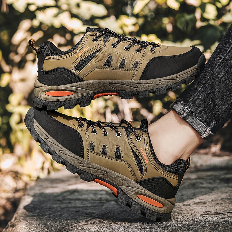 Đàn ông đi bộ đường dài ngoài trời không trượt chống trượt chống leo núi trekking núi chất lượng cao, du lịch du lịch giày núi ren lên Color: Black Orange Shoe Size: 42