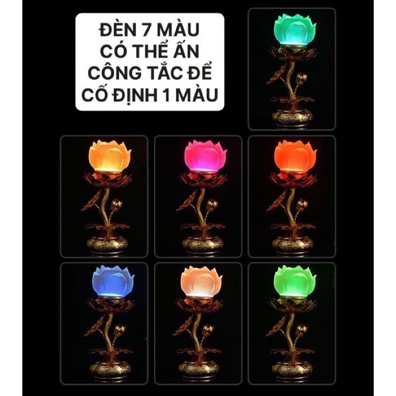 CẶP 2 CÂY ĐÈN LED 7 MÀU HOA SEN LƯU LY THỜ CÚNG TRANG TRÍ