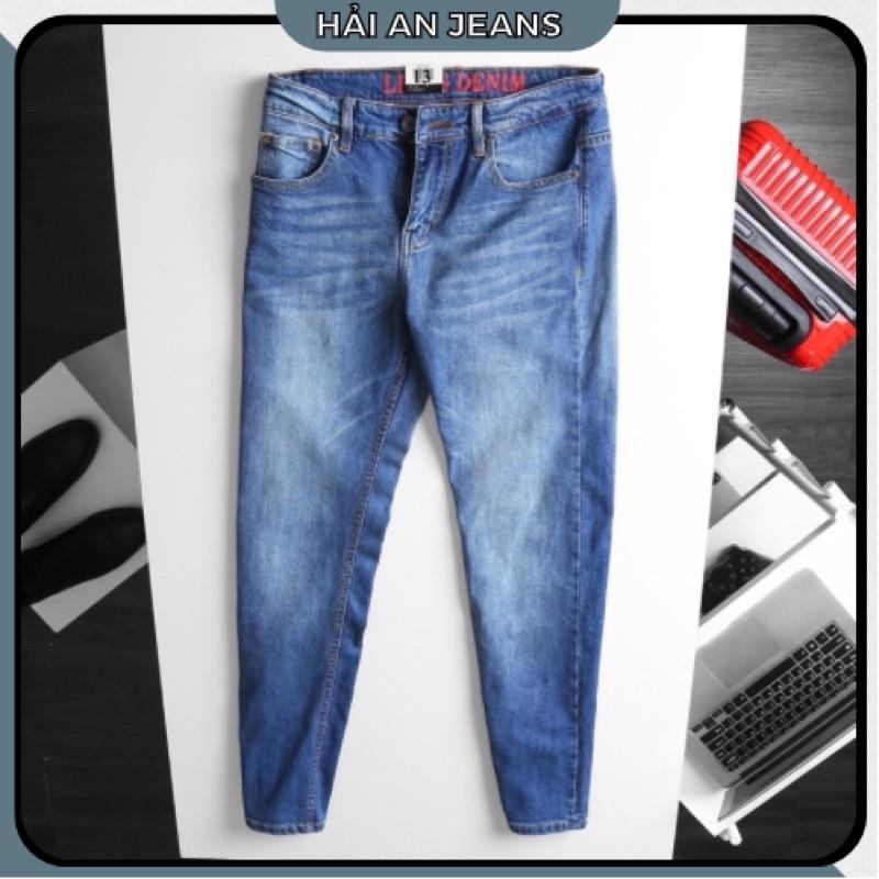 Quần jean nam ống đứng - ống đứng jean co giản - xanh đậm wax