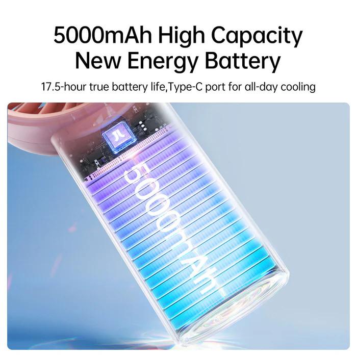 Quạt cầm tay mini Jisulife Life 4 ABS 5 cấp độ gió 3600mAh/5000mAh - Sử dụng liên tục 12h - Hàng Chính hãng