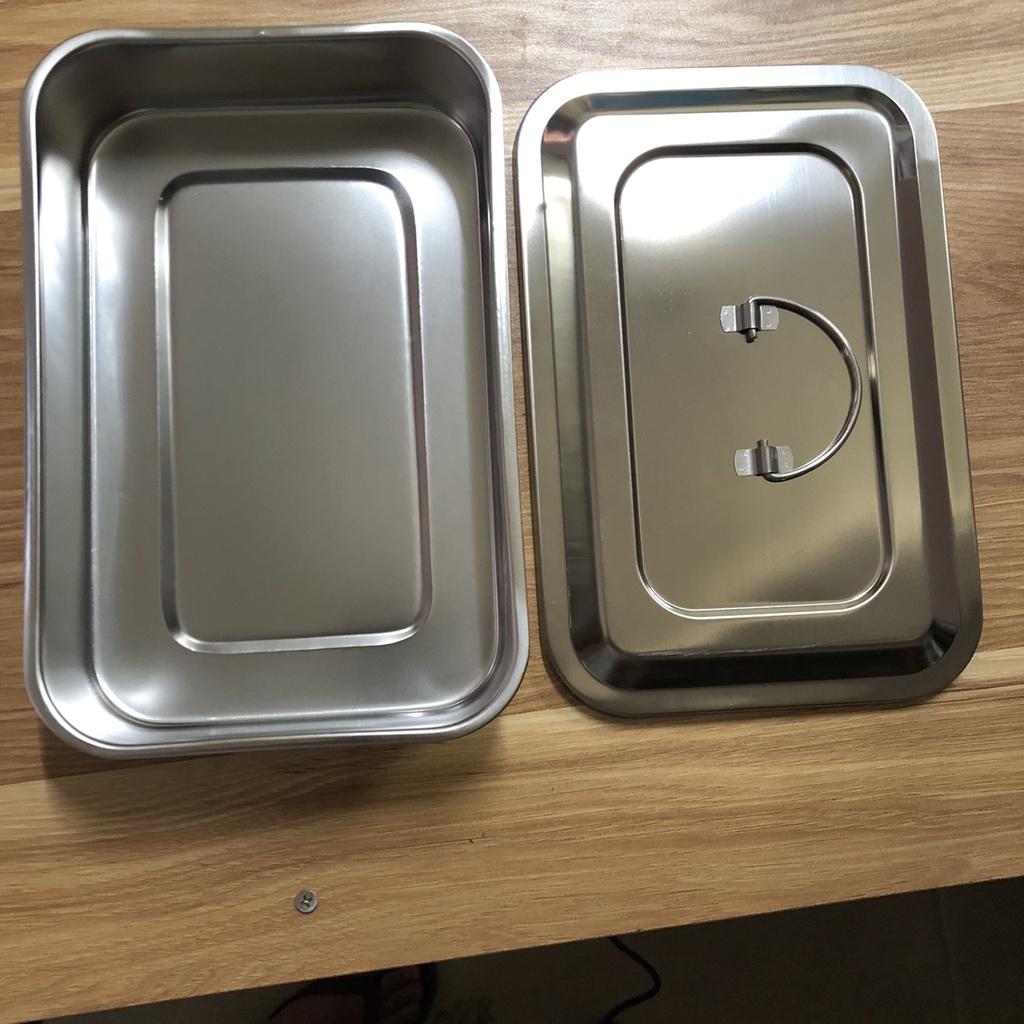 Hộp Đựng Dụng Cụ Hình Chữ Nhật Inox 304 -Hộp Trung Không Lỗ 16x24x5cm
