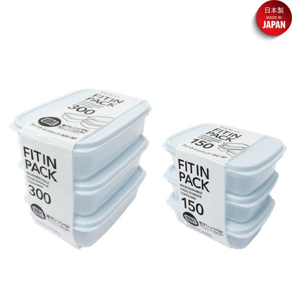 Bộ 2 set 3 hộp đựng thực phẩm nắp mềm Fit in Pack 300ml &amp; 150ml - nội địa Nhật Bản