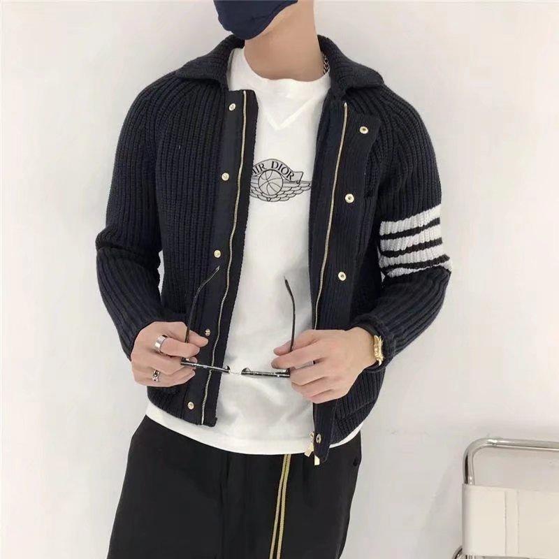 Áo Khoác Len Cardigan Kẻ Sọc Dáng Ôm Dễ Phối Đồ Thời Trang Mùa Đông Cho Nam Size M-3XL