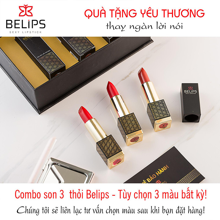 Set son Belips 3 thỏi - Bộ quà tặng yêu thương - Son môi 100% thành phần tự nhiên, không chứa chì, bà bầu cũng dùng được