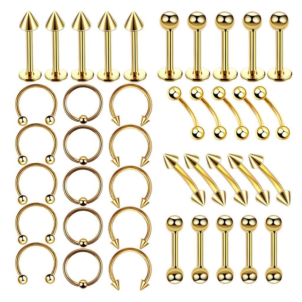 40 Pieces Nose Lip  Eyebrow  Navel Belly  Piercings  6mm