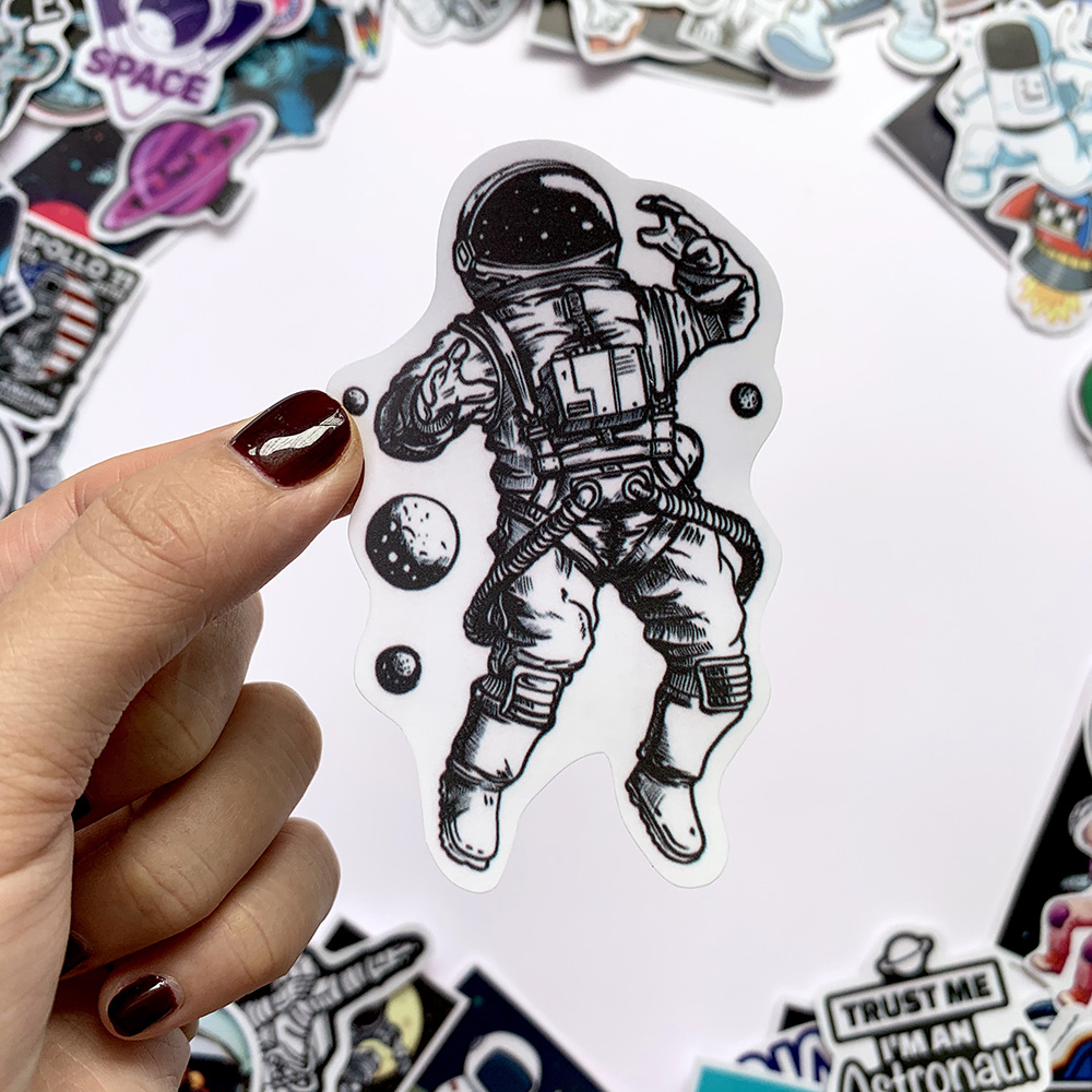 Sticker Space Astronaut Không Gian Du Hành Vũ Trụ Ngẫu Nhiên Chất Lượng Cao Chống Nước Trang Trí Nón Bảo Hiểm Vali Đàn