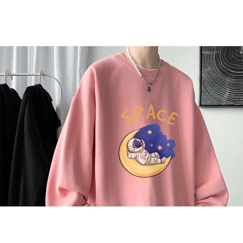 Áo sweater nỉ cổ tròn dài tay nam nữ họa tiết APSR Space