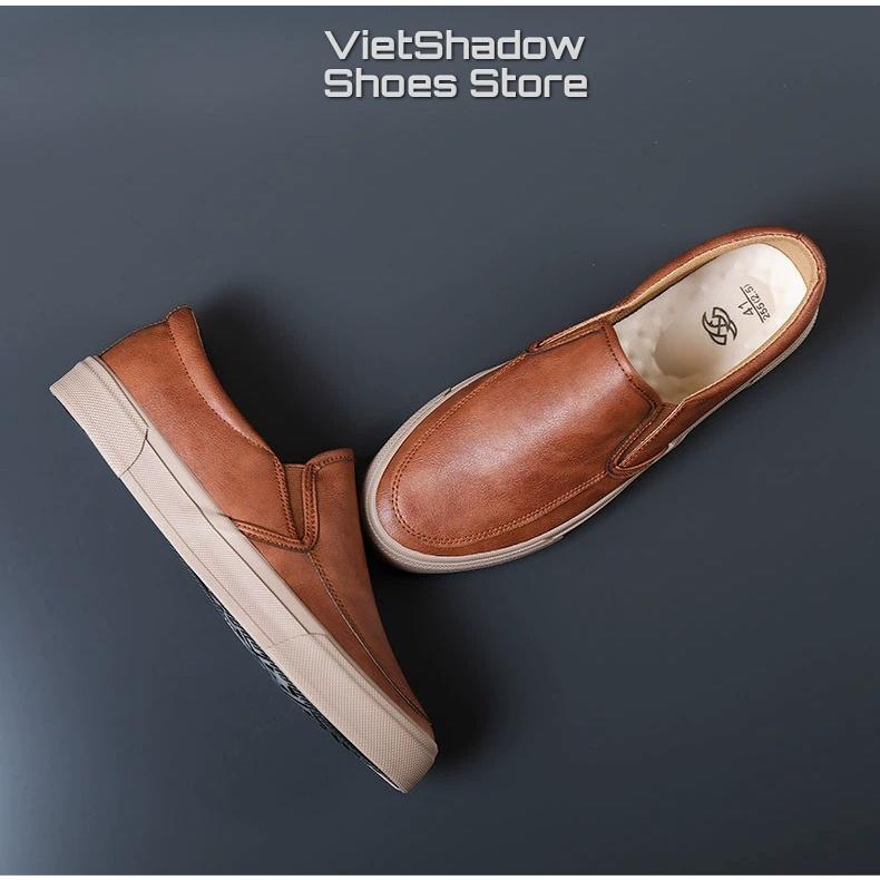 Giày lười nam slip on thương hiệu Shanbu - Chất liệu da PU, đế cao su 4 màu tuyệt đẹp - Mã SP 21879M/21318