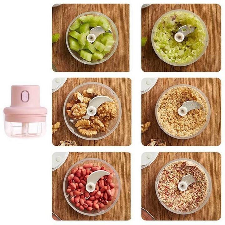 Máy Xay Mini Sạc Điện, Xay Thịt Ớt Hành Tỏi Rau Củ Quả Cầm Tay Siêu Tiện Lợi