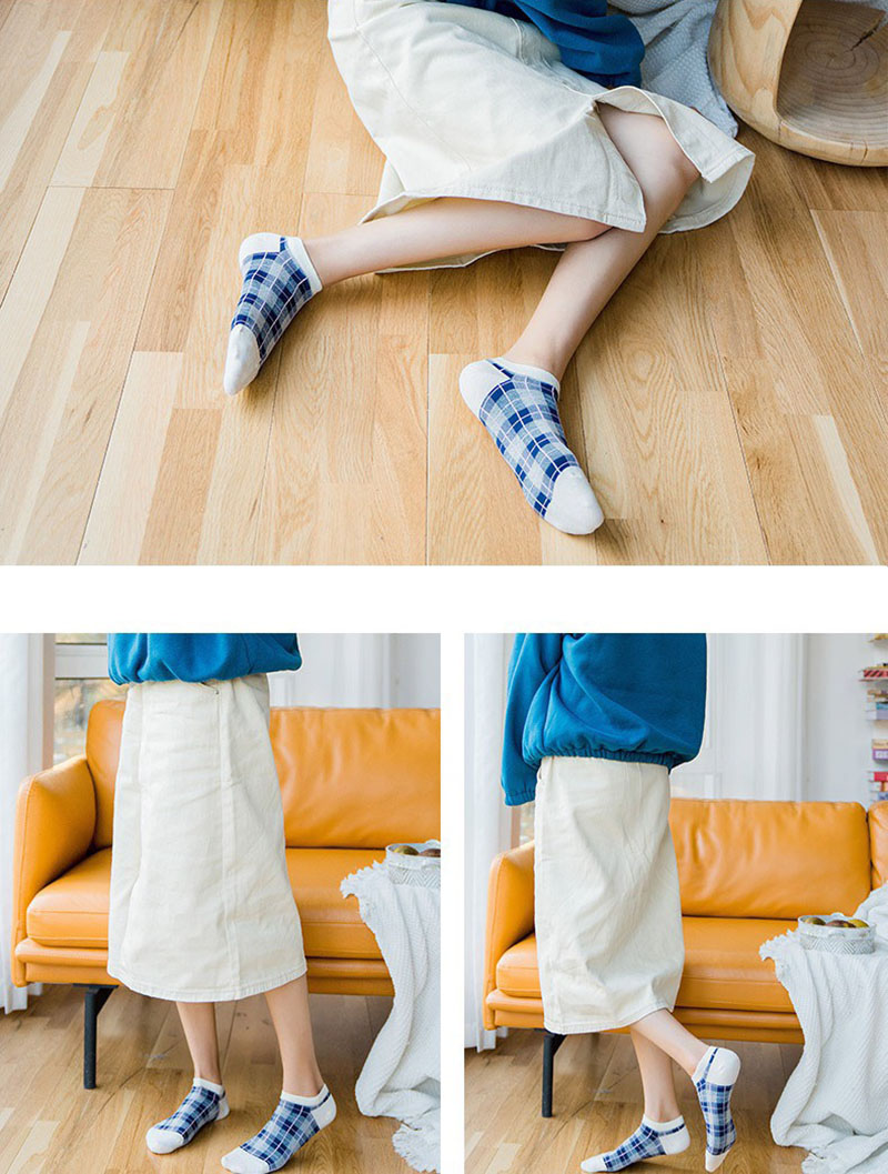 Set 5 Đôi Tất Cổ Ngắn Họa Tiết Caro Màu Sắc Tươi Sáng Kiểu Dáng Trẻ Trung TN58