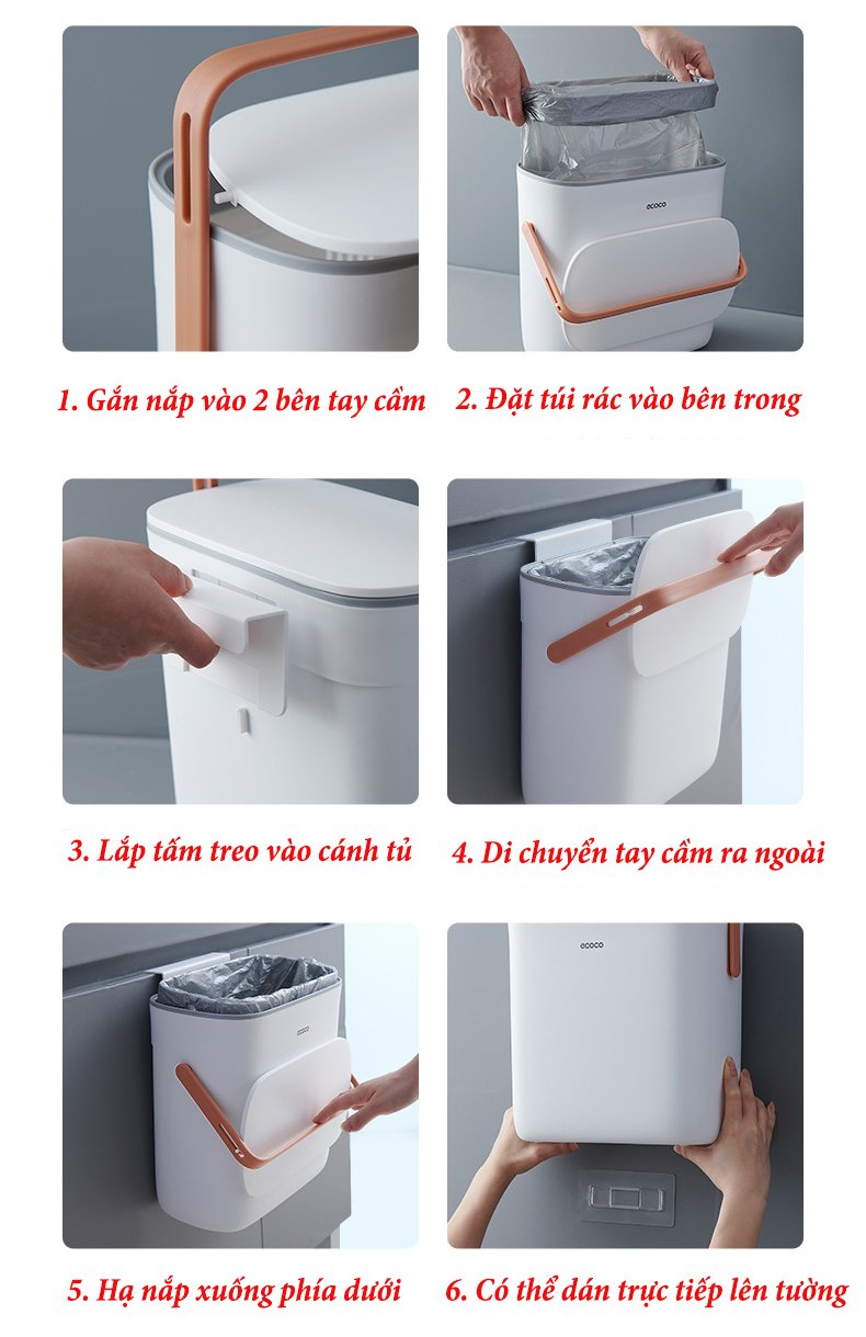 Thùng Rác Treo Tủ Bếp Dán Tường Không Khoan – Gọn Nhẹ, Dễ Vệ Sinh