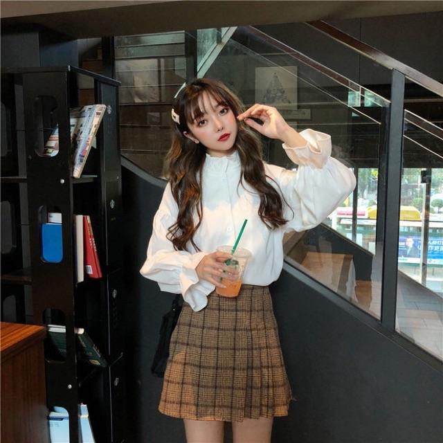 Áo sơ mi Uzzang tay bồng
