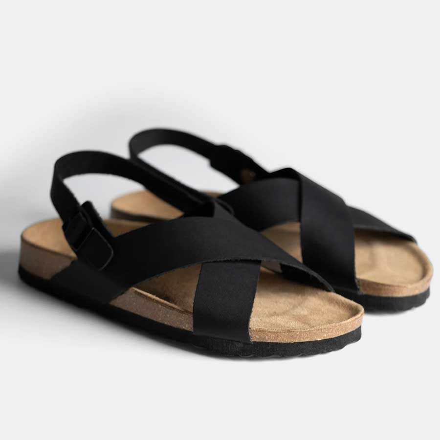 Giày sandal đế trấu quai chéo nam nữ Detaunisex màu ĐEN - SATA23D