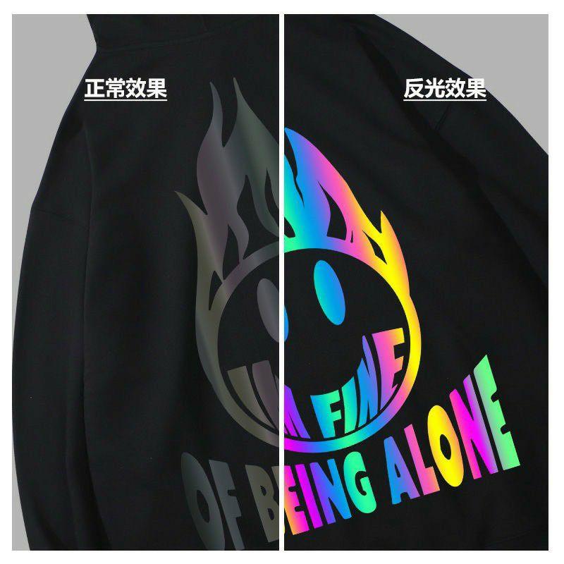 Áo khoác hoodie unisex phản quang 7 màu, 2 màu trắng đen phong cách hiphop cực chất