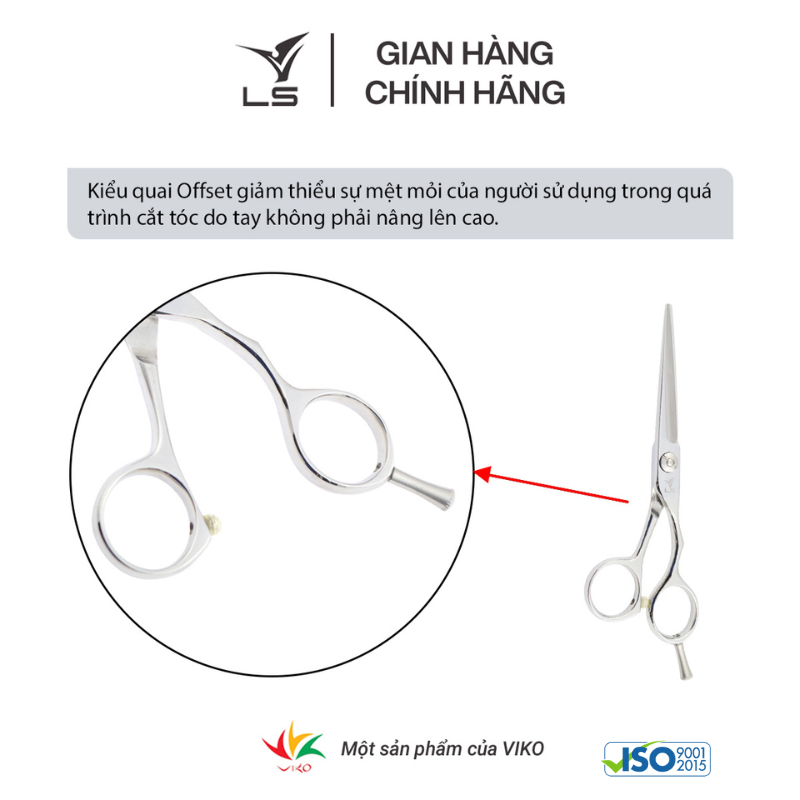 Kéo cắt tóc LS lưỡi thẳng quai offset phẳng đỡ ngón tháo rời CB11/6.0