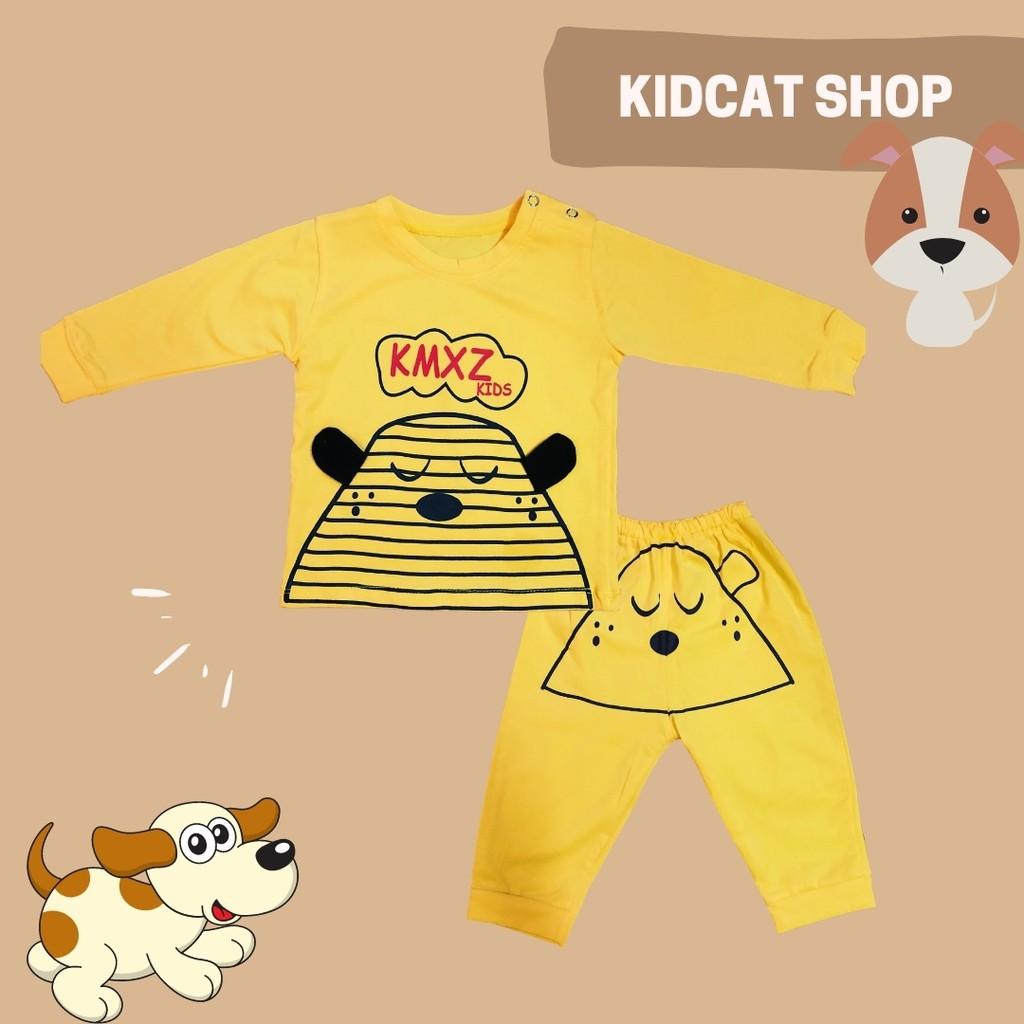 Bộ sơ sinh dài tay bé trai hình cún ngộ nghĩnh Cotton 100% S070 KidCat Shop Quần áo trẻ em Made in Việt Nam