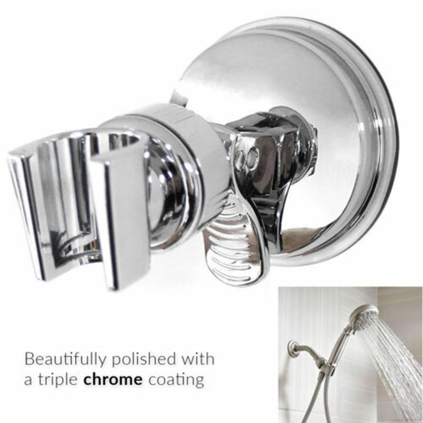 Shower Head Holder Chrome Bathroom Wall Mount Adjustable Suction Bracket