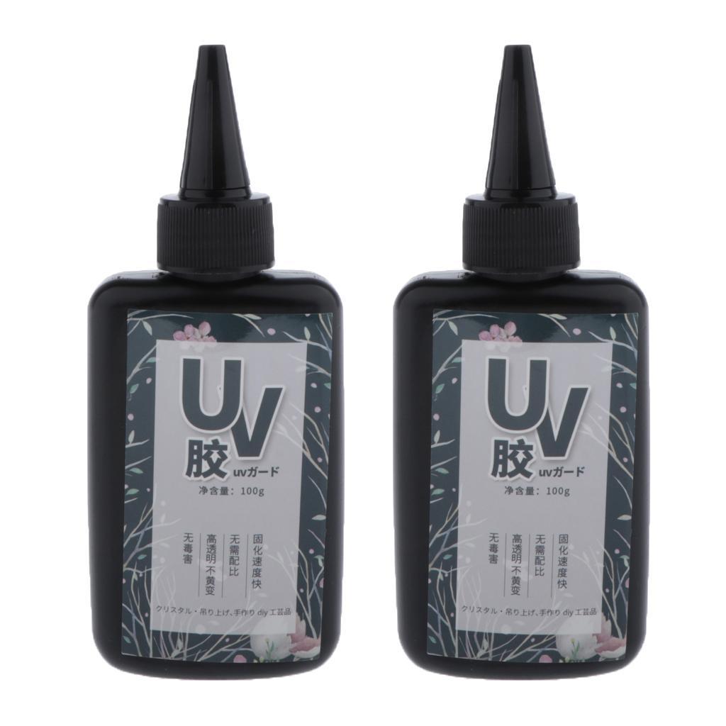 2x UV Resin Ultraviolet Hard Dilute Glue Lucid Glue Necklace Glue Box 100g