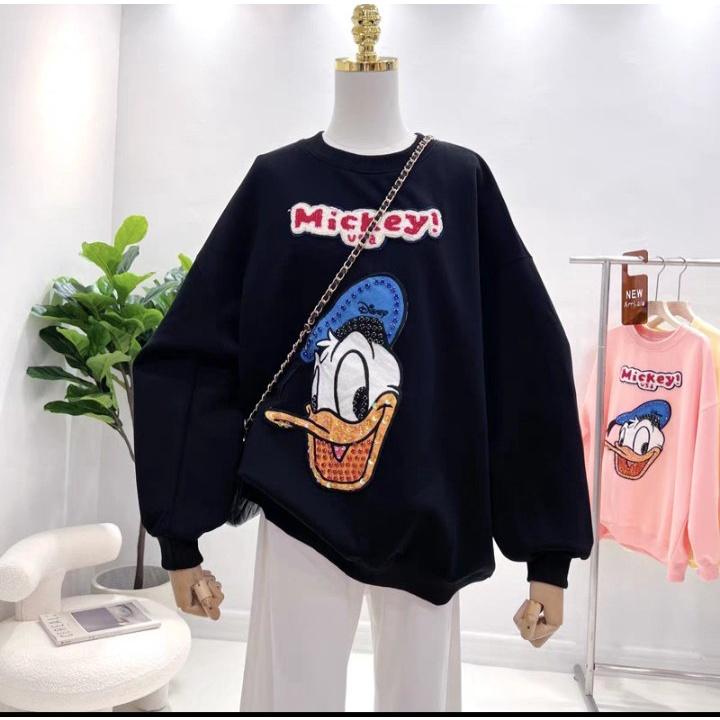 Áo nỉ cổ tròn vịt chất nỉ bông phom thụng từ 37 đến 60kg