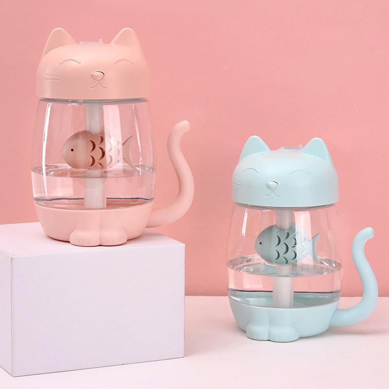 350ML Mèo USB Tạo Độ Ẩm Không Khí Mini Tinh Máy Khuếch Tán Tinh Dầu Di Động Nhà Humidificador Phun Sương Tạo Ấm Đèn