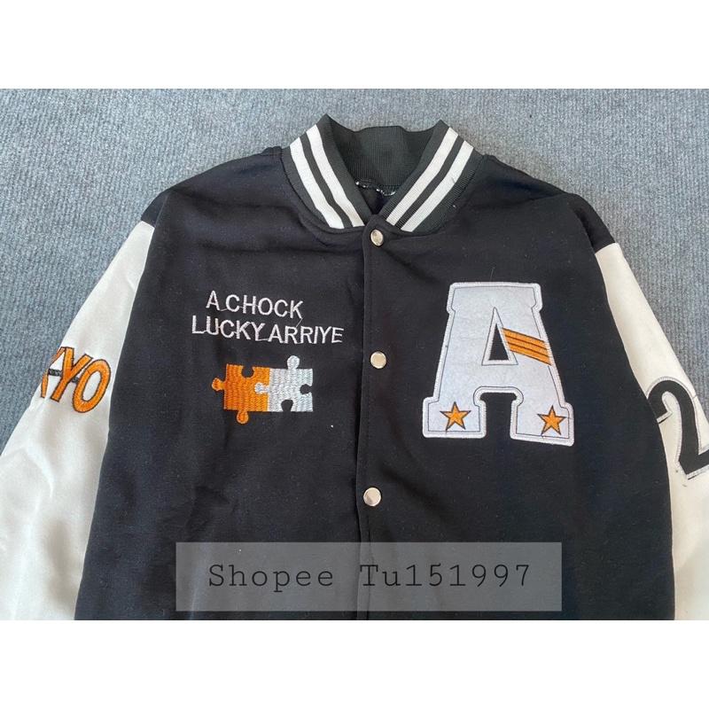 VARSITY JACKET BOMBER CHỮ A - BOMBER NỈ LÓT BÔNG THÊU HÌNH CHỮ A