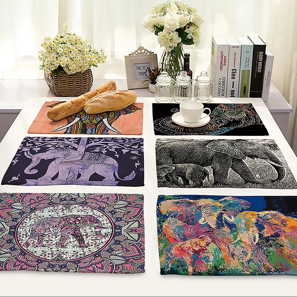 Heat-resistant Placemats Washable Elephant Theme Table Mats Placemats #1
