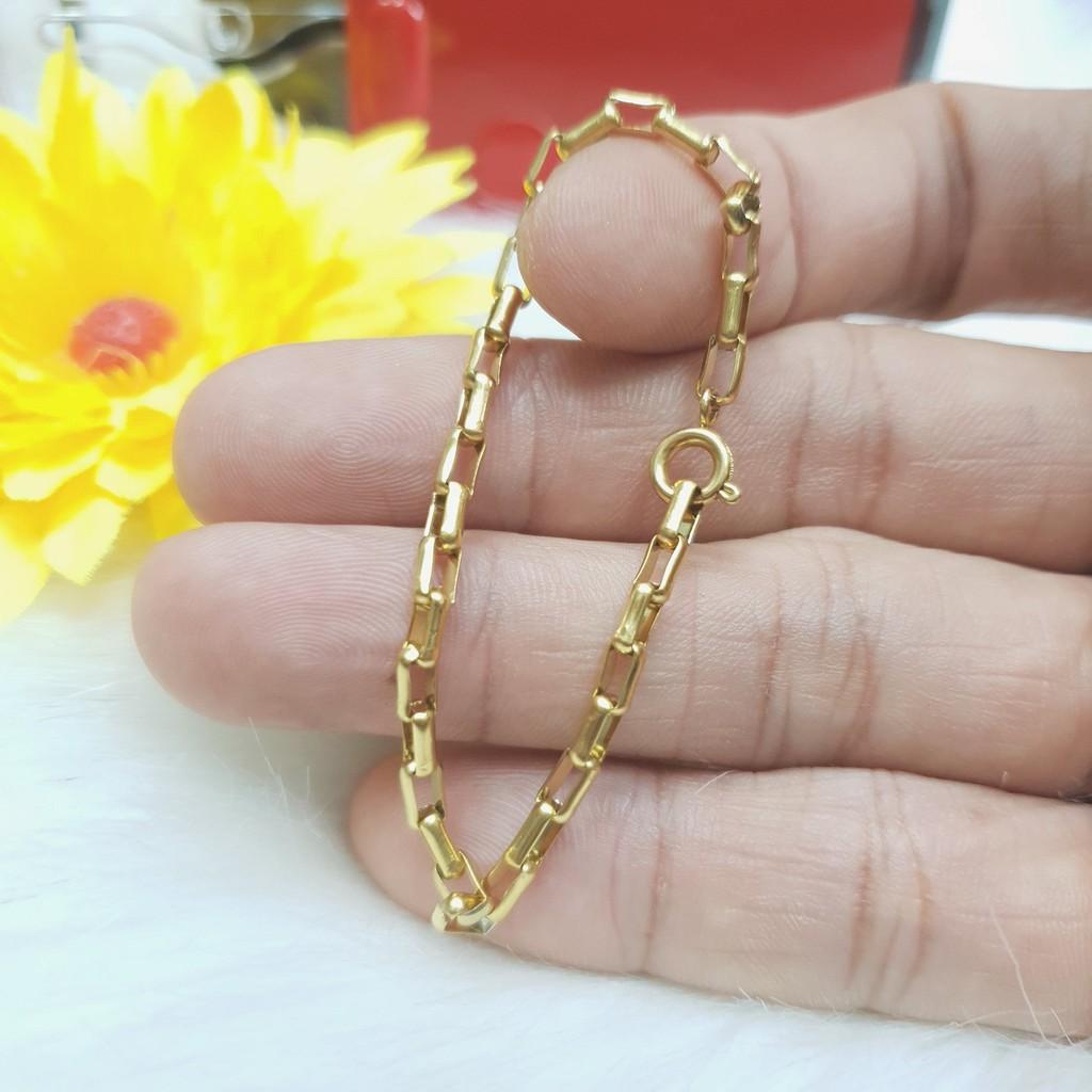 Lắc Tay Xích Vuông Bọng Nhẹ Titanium Cao Cấp- Dùng lâu dài tắm rửa thoải mái