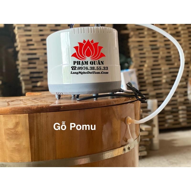 bồn tắm tròn gỗ pomu kèm máy xông 4l