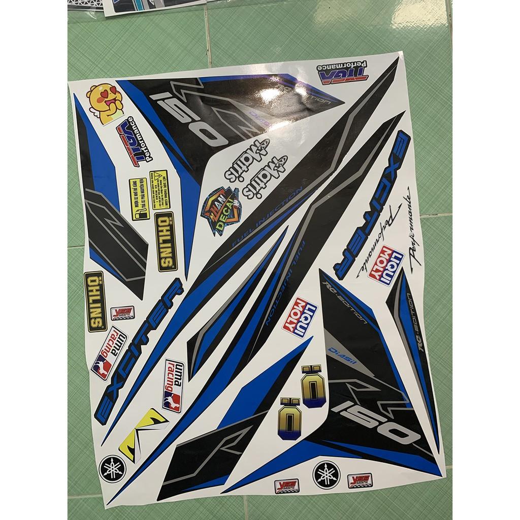 Tem exciter 150 xanh đen 2019