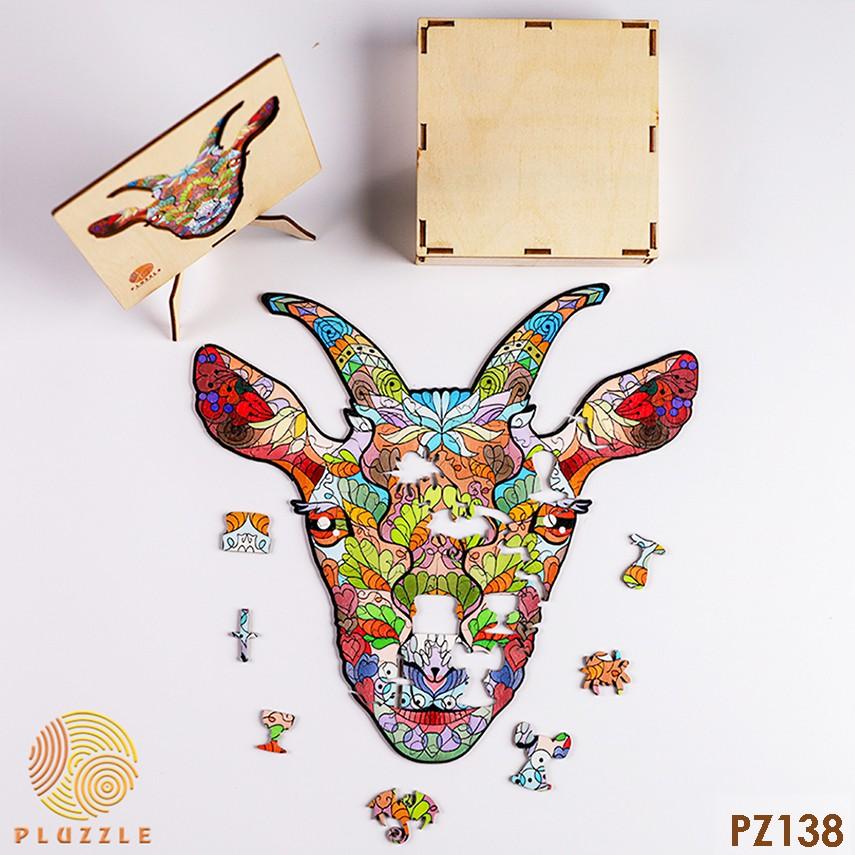 PLUZZLE Bộ xếp hình gỗ thông minh puzzle đồ chơi ghép hình – Mùi – Con Dê – PZ138
