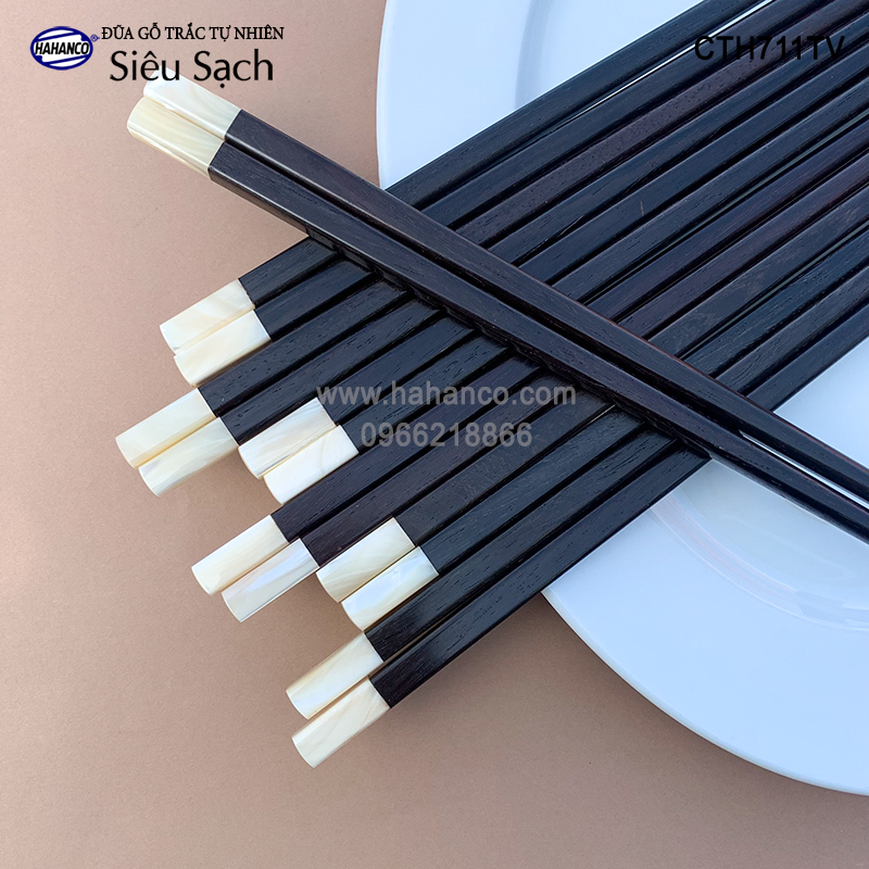 Đũa gỗ trắc vuông đầu ốc biển New Zealand Hàng VIP - đũa gỗ tự nhiên siêu sạch - an toàn cho sức khỏe - CTH711TV - Chopstick of HAHANCO