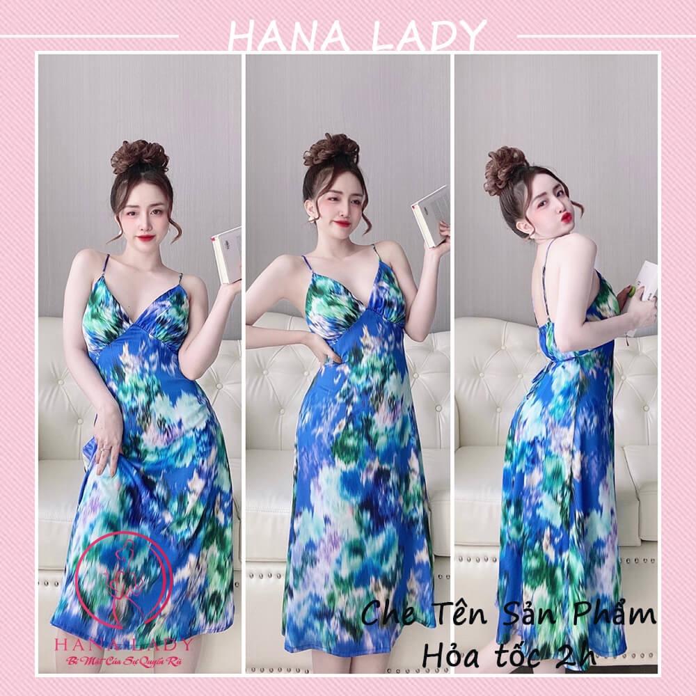 Váy ngủ lụa quyến rũ - Đầm ngủ sexy cao cấp kèm mút ngực dáng dài gợi cảm